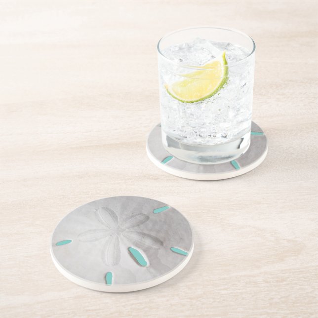 Sand dollar ocean beach summer turquoise white  coaster (Side)