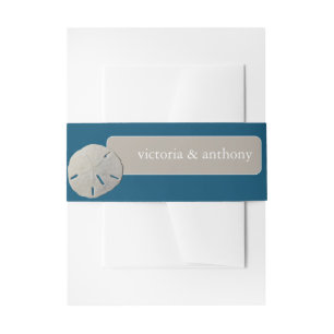 Sand dollar, Ocean Blue Beach Wedding Invitation Belly Band