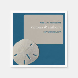 Sand dollar, Ocean Blue Beach Wedding Napkin