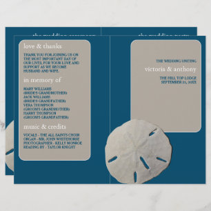 Sand dollar, Ocean Blue Beach Wedding Programme