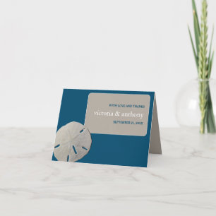Sand dollar, Ocean Blue Beach Wedding Thank You Card