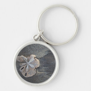 Sand dollar on sand key ring