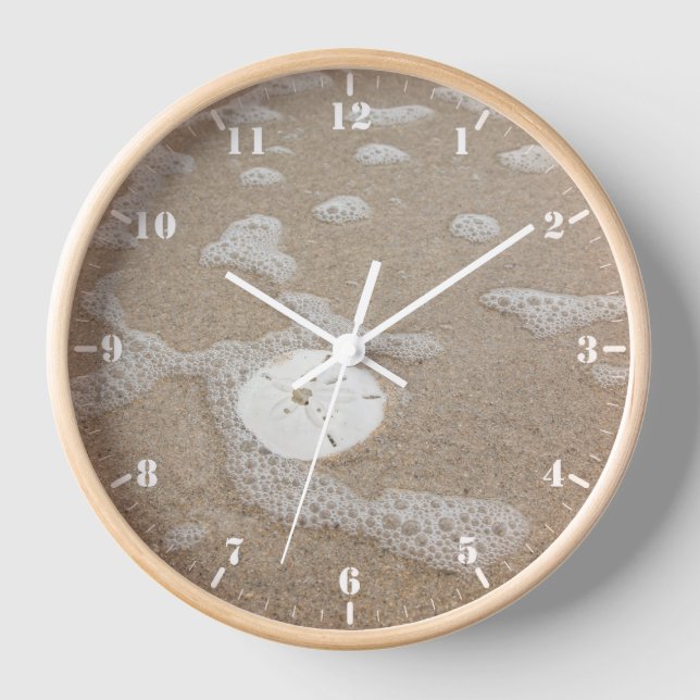 Sand dollar on tropical beach clock (Front)