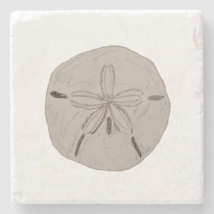 Sand Dollar Painting Beach House Marble Coaster