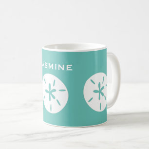 Sand dollar pattern beach theme personalise coffee mug