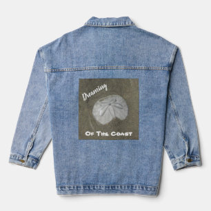 Sand Dollar Photo Wet Sand Beach Nature Coastal Denim Jacket