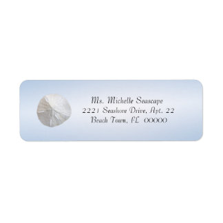 Sand Dollar Photograph on Blue Return Label