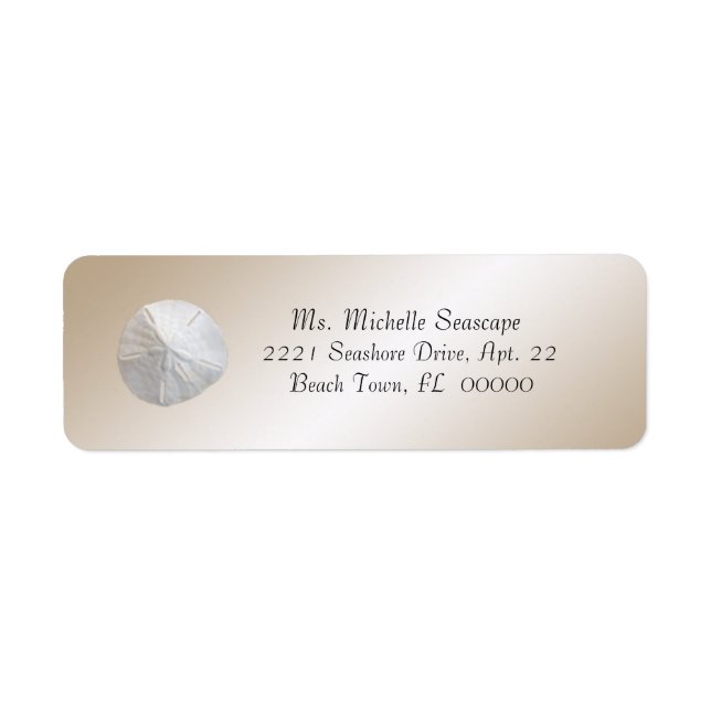 Sand Dollar Photograph on Light Brown Return Label (Front)
