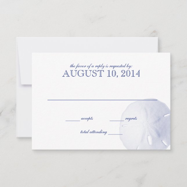 Sand Dollar Royal Blue Wedding RSVP (Front)