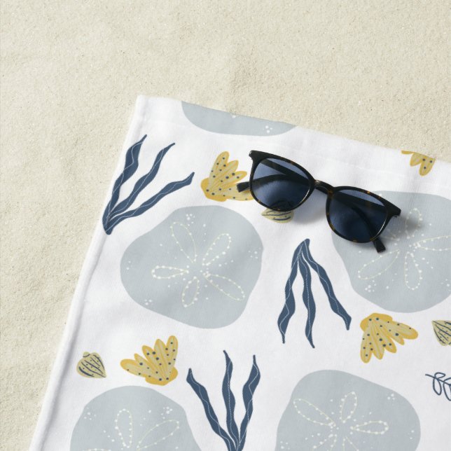 Sand Dollar Seashells Beach Pattern Towel (In Situ)