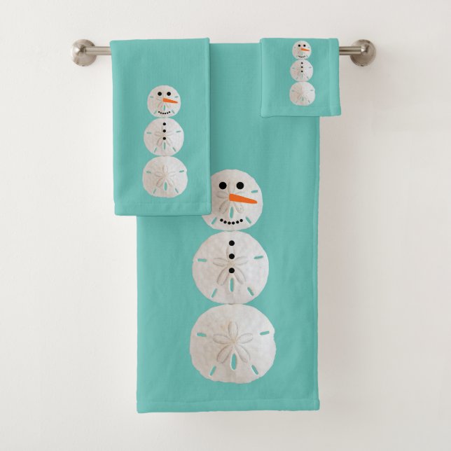 Sand Dollar Snowman Bath Towel Set (Insitu)