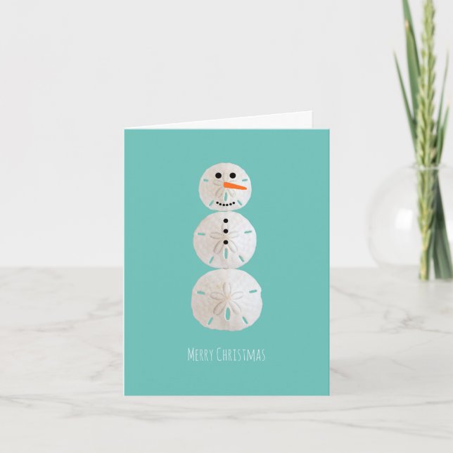 Sand Dollar Snowman Holiday Card (Front)