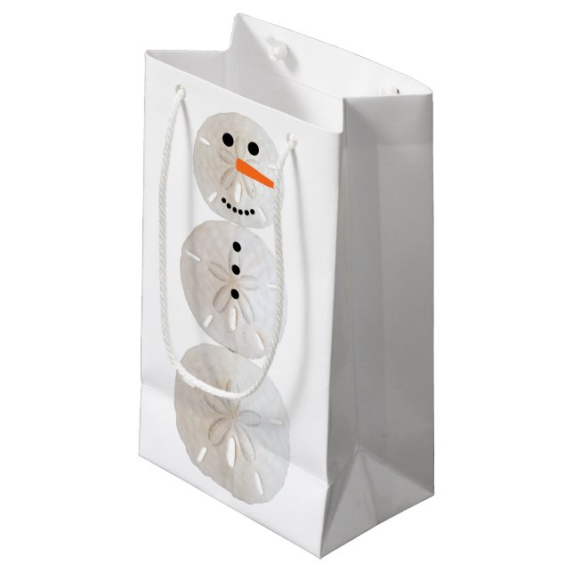 Sand Dollar Snowman Small Gift Bag (Front Angled)