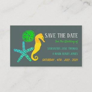 Sand Dollar, Starfish and Seahorse, Save the Date Enclosure Card