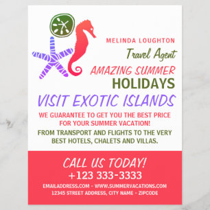 Sand Dollar, Starfish, Seahorse, Travel Agent Flyer