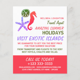 Sand Dollar, Starfish, Seahorse, Travel Agent Flyer