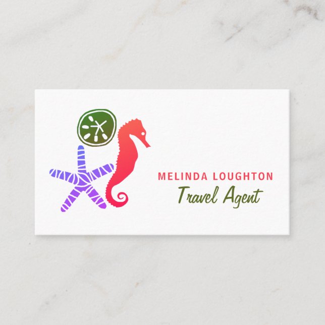 Sand Dollar, Starfish, Seahorse, Travel & Tourism  Business Card (Front)