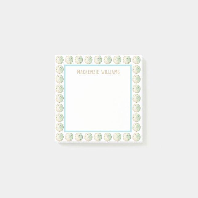Sand Dollar Watercolor Beach Custom Name Post-it Notes (Front)