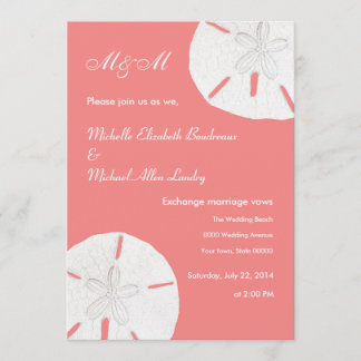 Sand Dollar Wedding Coral Wedding Invitation