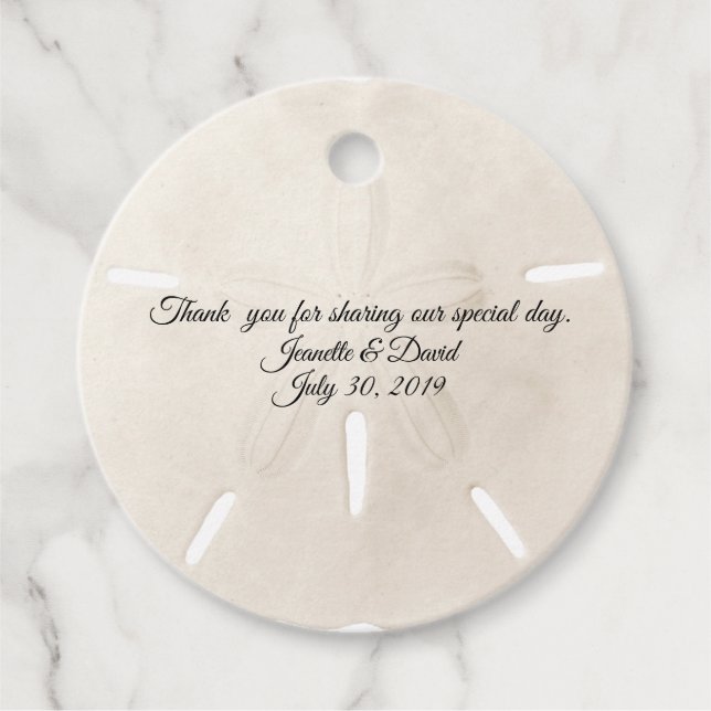 Sand Dollar Wedding Favour Tags (Front)