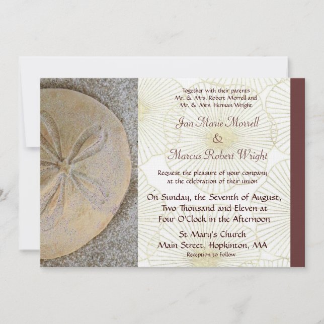 Sand Dollar Wedding Invitation (Front)