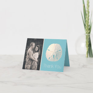 Sand Dollar Wedding Photo Thank You Note Card