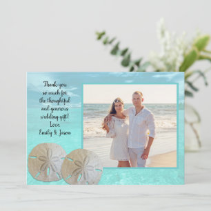 Sand Dollar Wedding Turquoise Water Thank You Card