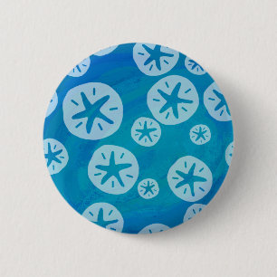 Sand Dollar White and Blue Pattern 6 Cm Round Badge