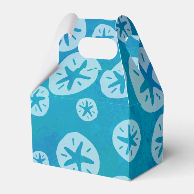 Sand Dollar White and Blue Pattern Favour Box (Front Side)