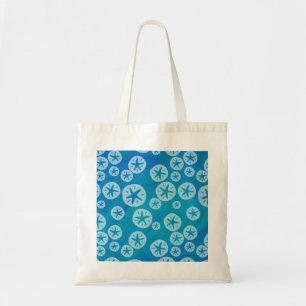 Sand Dollar White and Blue Pattern Tote Bag