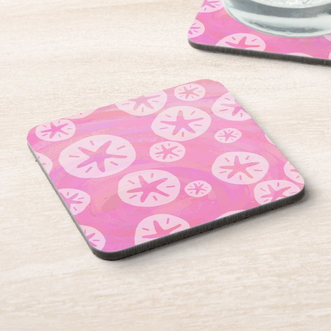 Sand Dollar White and pink Coaster (Left Side)