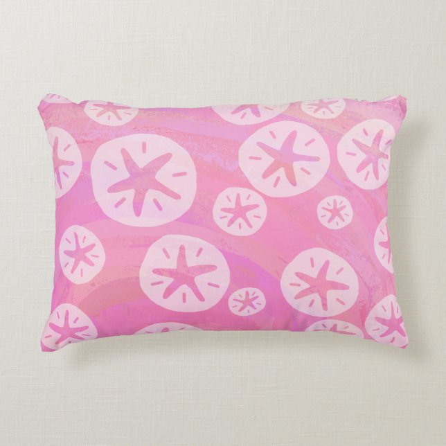 Sand Dollar White and pink Decorative Cushion (Front)
