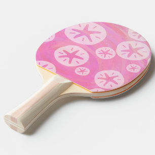 Sand Dollar White and pink Ping Pong Paddle