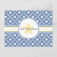 Sand Dollar with Blue & White Floral & custom name