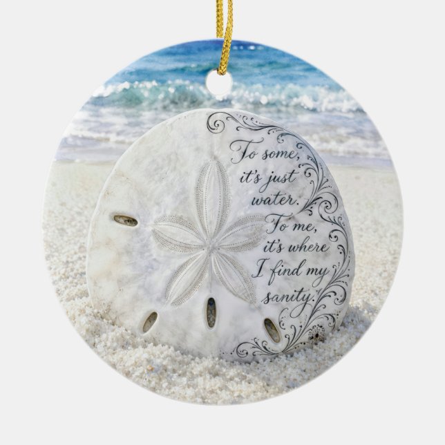 Sand Dollar with Inspirational Quote Ceramic Tree Decoration (Front)