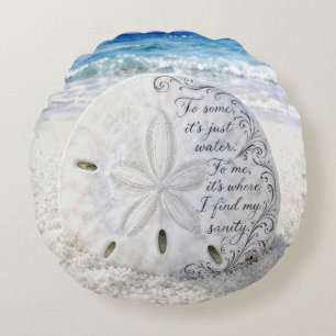 Sand Dollar with Inspirational Quote Round Cushion