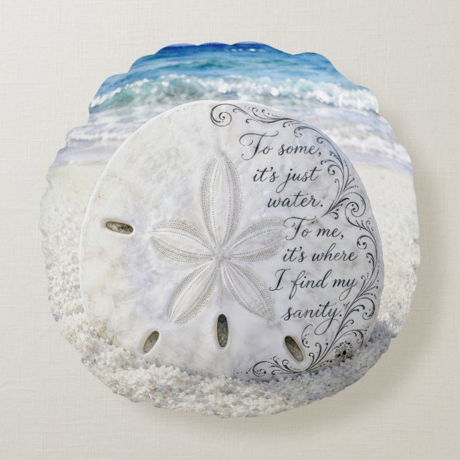 Sand Dollar with Inspirational Quote Round Cushion (Front)