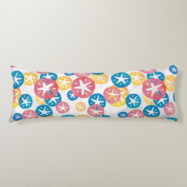 Sand Dollar Yellow Red Blue Pattern Body Cushion (Front)
