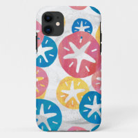 Sand Dollar Yellow Red Blue Pattern