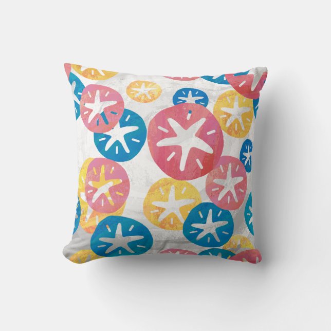 Sand Dollar Yellow Red Blue Pattern Cushion (Front)