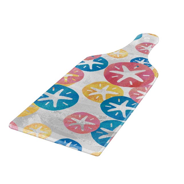 Sand Dollar Yellow Red Blue Pattern Cutting Board (Corner)