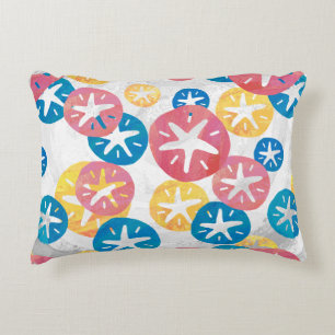 Sand Dollar Yellow Red Blue Pattern Decorative Cushion