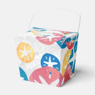 Sand Dollar Yellow Red Blue Pattern Favour Box
