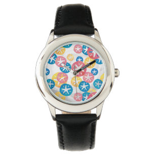 Sand Dollar Yellow Red Blue Pattern Watch