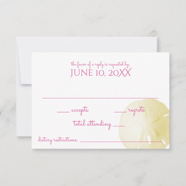 Sand Dollar Yellow Wedding RSVP Card (Front)