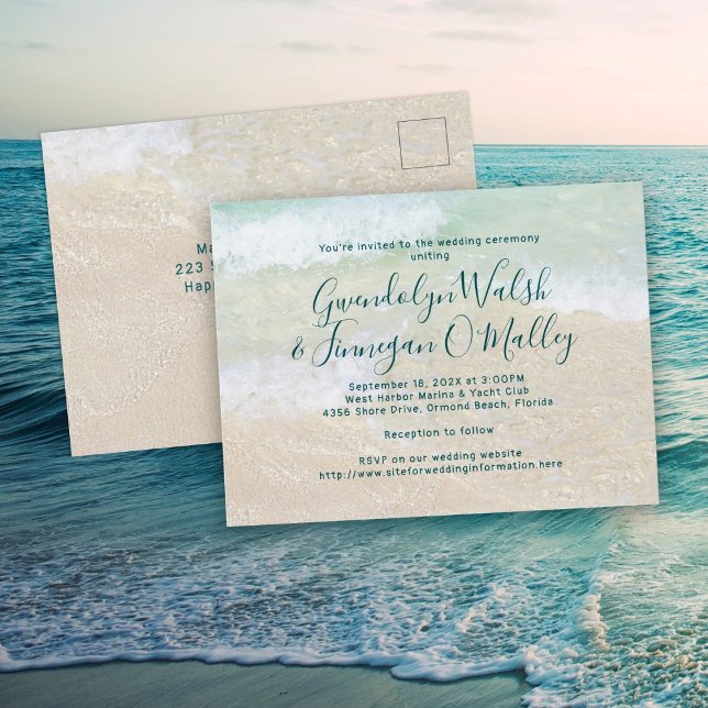 Sand Dollars Beach Wedding Invitation Postcard (Creator Uploaded)
