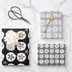 Sand Dollars Black and Grey Pattern Wrapping Paper Sheet