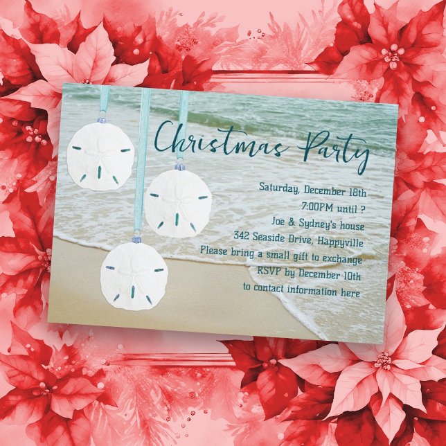 Sand Dollars Christmas Party Beach Theme Invitation (Creator Uploaded)