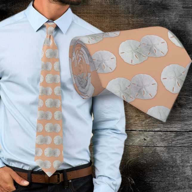 Sand Dollars Groom Coral Orange Tie (Creator Uploaded)