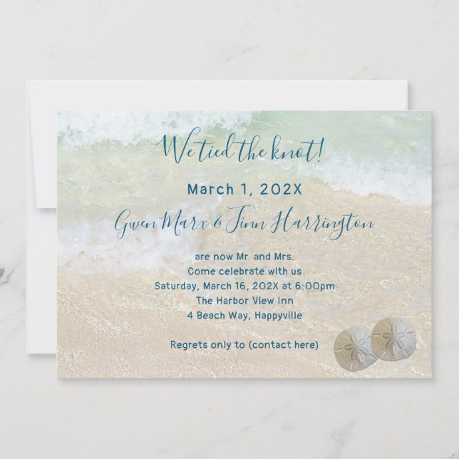 Sand Dollars Private Ceremony Tied the Knot  Invit Invitation (Front)